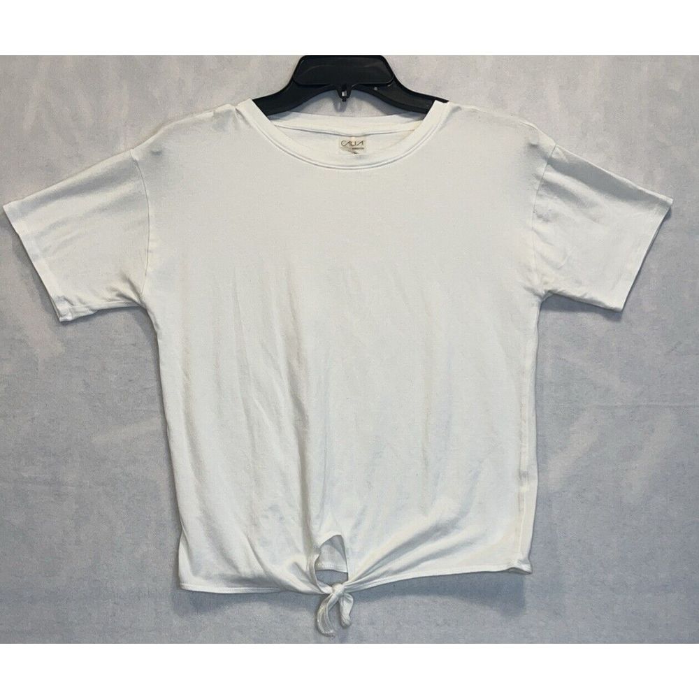Calia By Carrie Underwood Women's XS Short Sleeve Tie Front‎ White Tee
